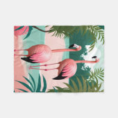 Tropical Flamingo Paradise Fleecedecke (Vorderseite (Horizontal))