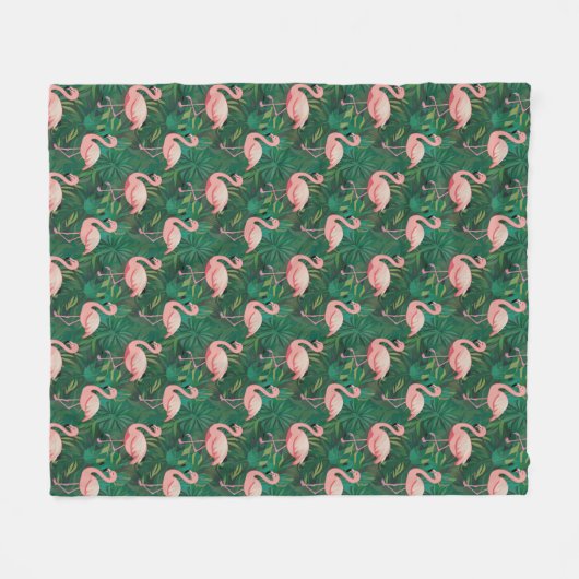 Tropical Flamingo Pattern Fleecedecke (Vorderseite (Horizontal))