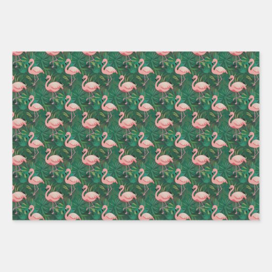 Tropical Flamingo Pattern Geschenkpapier Set (Vorderseite 2)