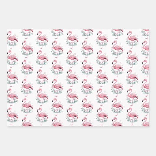 Tropical Flamingo Pattern Geschenkpapier Set (Vorderseite)