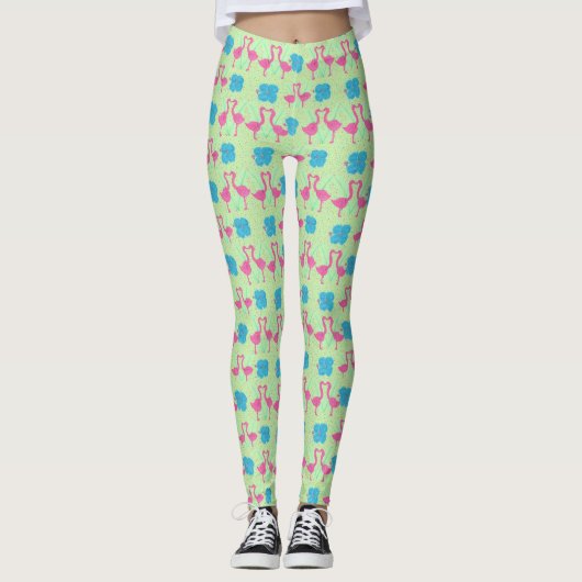 Tropical Flamingo Pattern Leggings (Vorderseite)