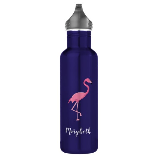 "Tropical Flamingo" Personalisiert Matte Blue Edelstahlflasche (Rechts)