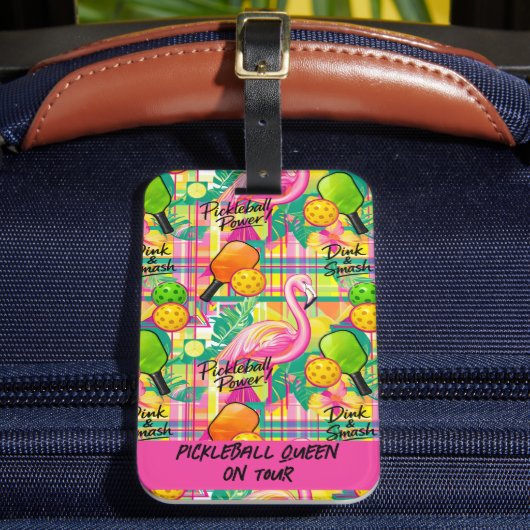 Tropical Flamingo Pickleball Gepäckanhänger (Vorderseite Insitu 2)