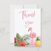 Tropical Flamingo Pink Girl Baby Dusche Dankeskarte (Vorderseite)