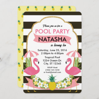 Tropical Flamingo Pool Party Einladung