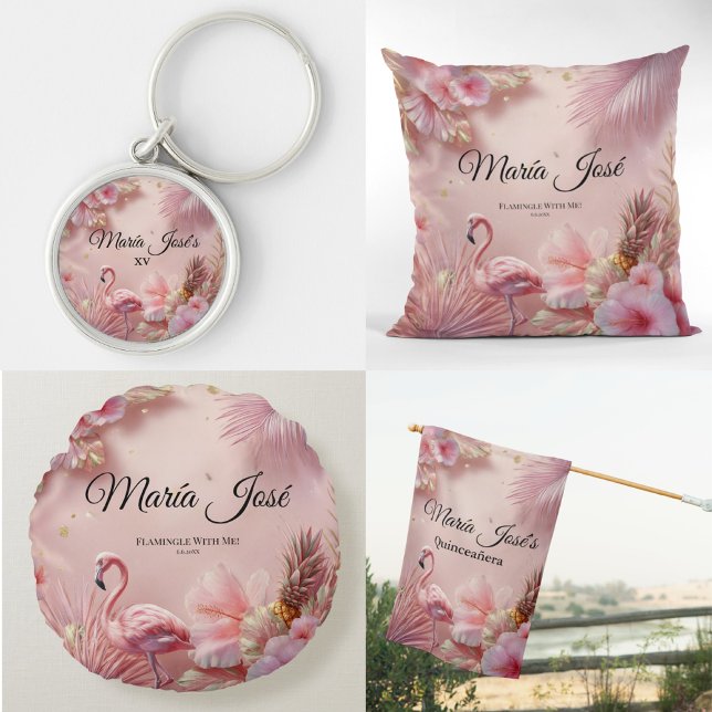 Tropical Flamingo Quinceañera, Brauch Armbanduhr (Von Creator hochgeladen)