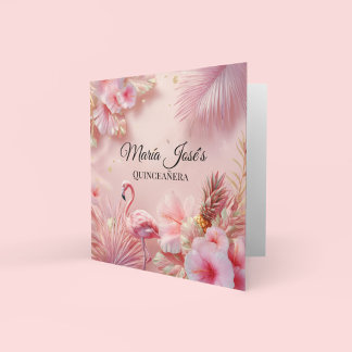 Tropical Flamingo Quinceañera, Brauch Einladung