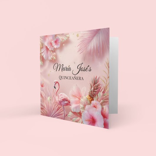 Tropical Flamingo Quinceañera, Brauch Einladung