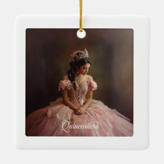 Tropical Flamingo Quinceañera, Brauch Keramikornament (Rückseite)