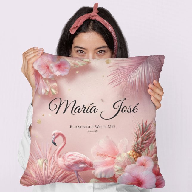 Tropical Flamingo Quinceañera, Brauch Kissen (Von Creator hochgeladen)