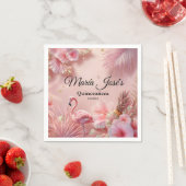Tropical Flamingo Quinceañera, Brauch Serviette (Beispiel)