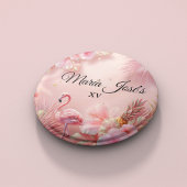 Tropical Flamingo Quinceañera, custom Button