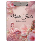 Tropical Flamingo Quinceañera, custom Klemmbrett (Vorderseite)