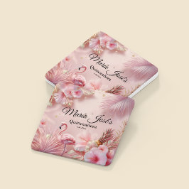 Tropical Flamingo Quinceañera, custom Rechteckiger Pappuntersetzer