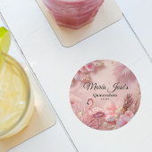 Tropical Flamingo Quinceañera, custom Rechteckiger Pappuntersetzer