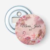Tropical Flamingo Quinceañera, individuell Flaschenöffner (Vorderseite)