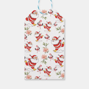Tropical Flamingo Santa Christmas Pattern Geschenkanhänger