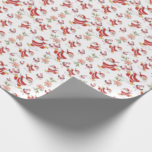 Tropical Flamingo Santa Christmas Pattern Geschenkpapier (Ecke)