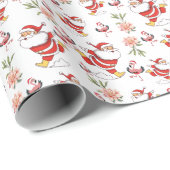 Tropical Flamingo Santa Christmas Pattern Geschenkpapier (Rolleneckpunkt)
