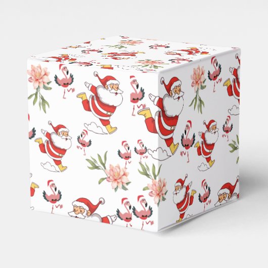 Tropical Flamingo Santa Christmas Pattern Geschenkschachtel (Vorderseite)