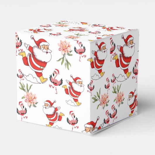 Tropical Flamingo Santa Christmas Pattern Geschenkschachtel (Rückseite)