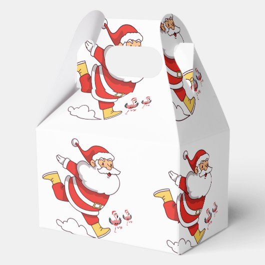 Tropical Flamingo Santa Christmas Pattern Geschenkschachtel (Rückseite)