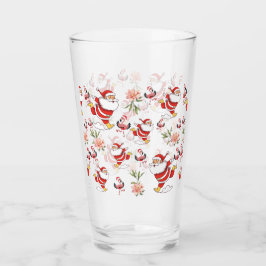 Tropical Flamingo Santa Christmas Pattern Glas