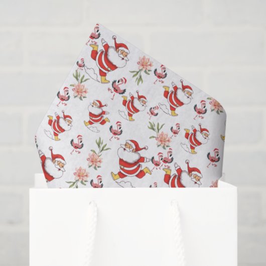 Tropical Flamingo Santa Christmas Pattern Seidenpapier (Geschenktüte)