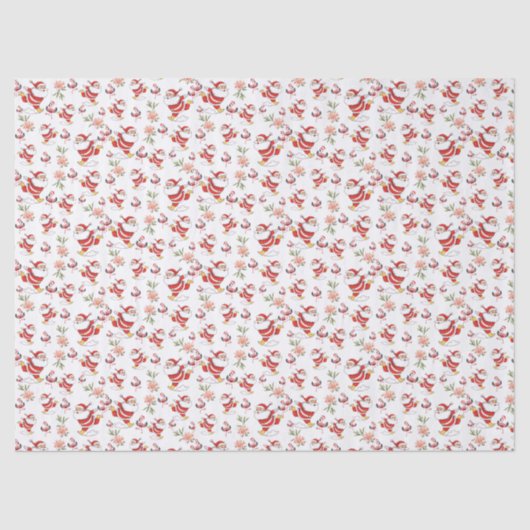 Tropical Flamingo Santa Christmas Pattern Seidenpapier (Vorderseite)