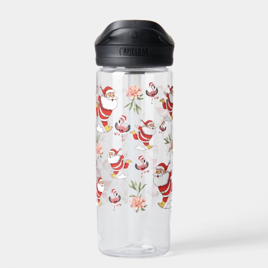 Tropical Flamingo Santa Christmas Pattern Trinkflasche (Rückseite)
