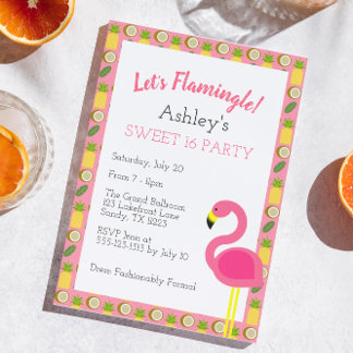 Tropical Flamingo Sweet 16 Geburtstag Einladung