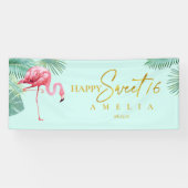 Tropical Flamingo Sweet 16 Happy Birthday ID922 Banner (Horizontal)