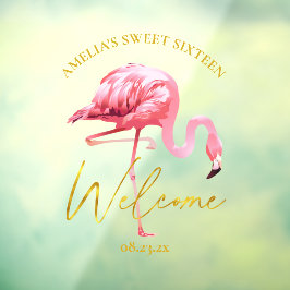 Tropical Flamingo Sweet 16 Welcome ID922 Fensteraufkleber
