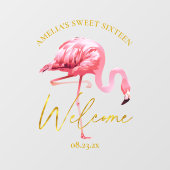 Tropical Flamingo Sweet 16 Welcome ID922 Fensteraufkleber (Blatt)