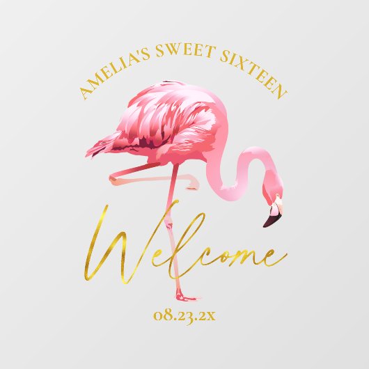 Tropical Flamingo Sweet 16 Welcome ID922 Fensteraufkleber (Blatt)