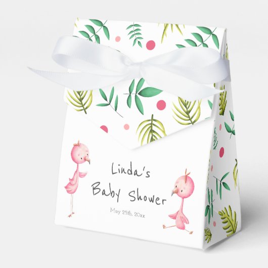 Tropical Flamingo Twins Baby Dusche Personalisiert Geschenkschachtel (Vorderseite)