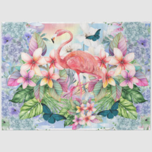 Tropical Flamingo & Watercolor Florals Seidenpapier