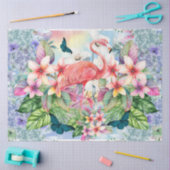 Tropical Flamingo & Watercolor Florals Seidenpapier (Basteln)