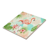 Tropical Flamingo Watercolor & Geometric Pattern Fliese (Seite)