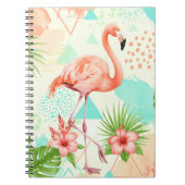 Tropical Flamingo Watercolor & Geometric Pattern Notizblock (Vorderseite)