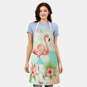 Tropical Flamingo Watercolor & Geometric Pattern Schürze (Getragen)