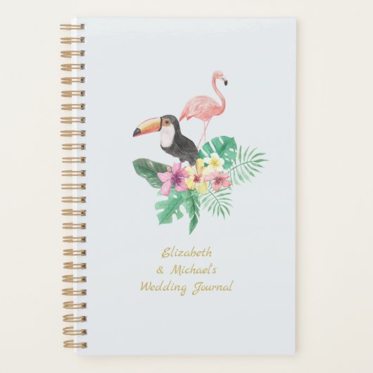 Tropical Flamingo Wedding Brautparty Keepake Planer (Vorderseite)