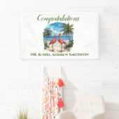 Tropical Flamingo Wedding Geburtstagsparty Banner (Insitu)