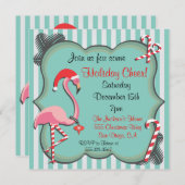 Tropical Flamingo Weihnachtsfeier Party Einladung (Vorne/Hinten)