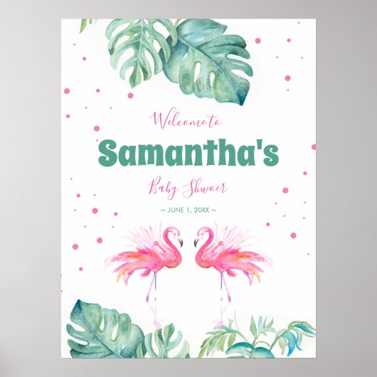 Tropical Flamingo Welcome Party Sign Poster (Vorne)