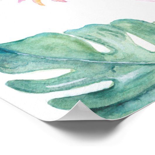 Tropical Flamingo Welcome Party Sign Poster (Ecke)