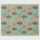 Tropical Flamingo Winter Geschenkpapier (Flach)