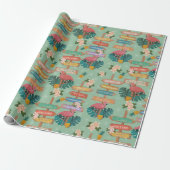 Tropical Flamingo Winter Geschenkpapier (Ungerollt)