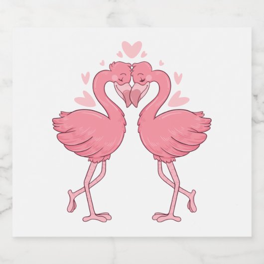 Tropical Flamingos Beach Cute Pink Summer Wedding Bierflaschenetikett (Einzelnes Label)