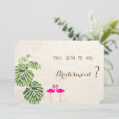 Tropical Flamingos Bridesmaid Card Einladung (Stehend Vorderseite)